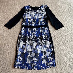 Hutch Dress Sheath LS Navy Blue Gray Digital Camo Abstract Work Career Size 12